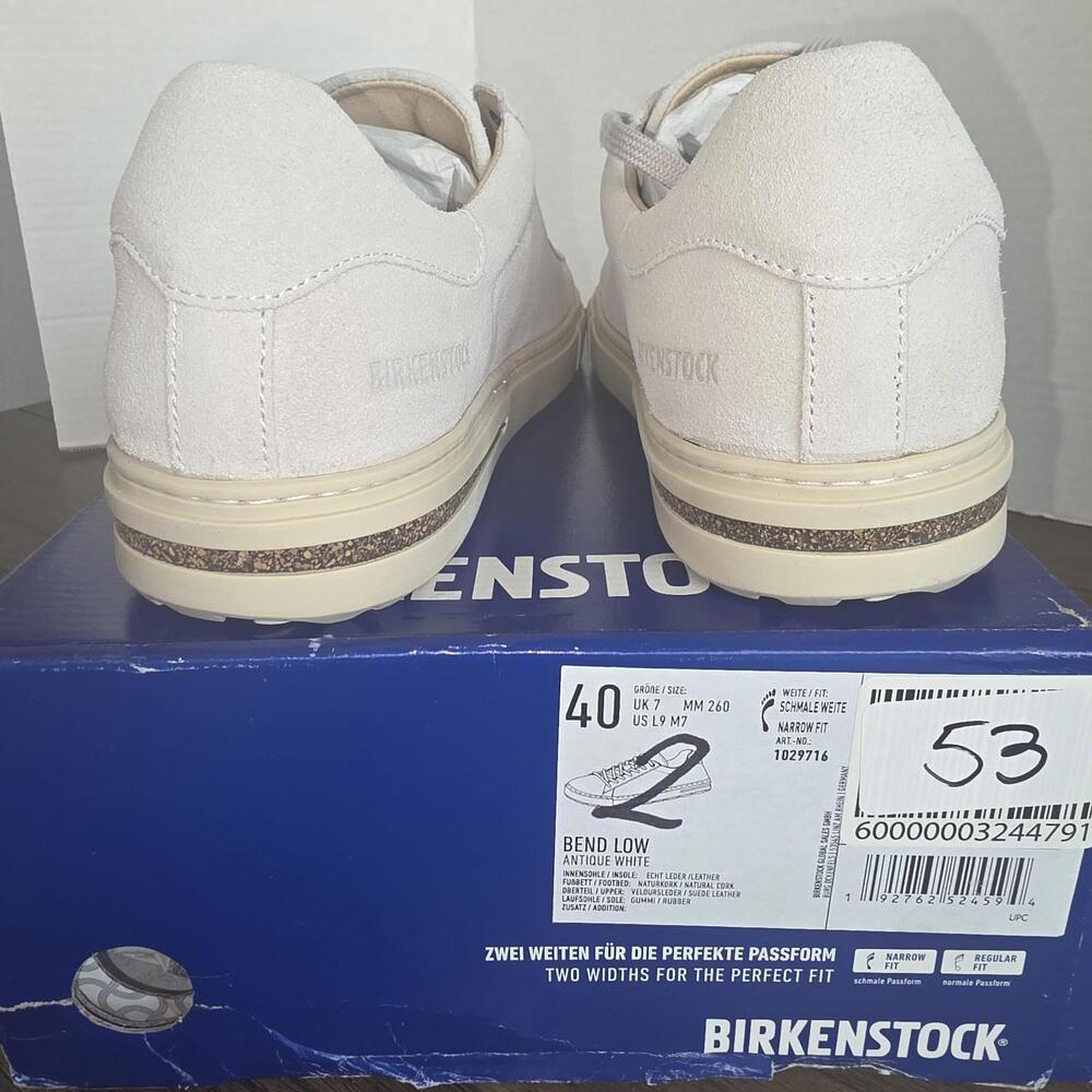 Birkenstock Bend Low Suede Sneakers Antique White Size EU 40 US 9-9.5 NIB - Picture 5 of 11